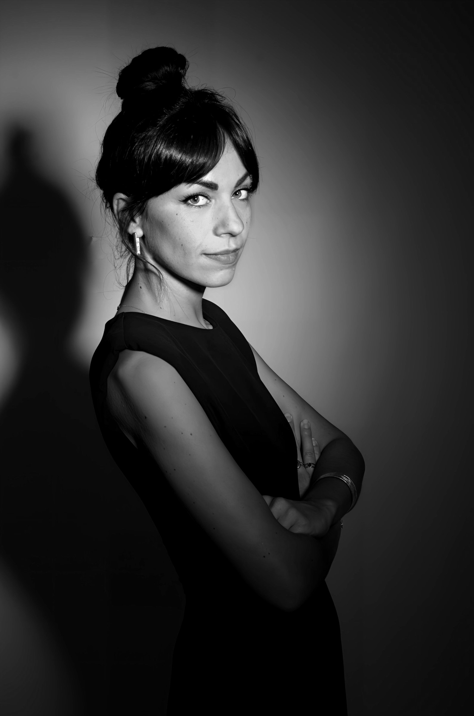Black-and-white portrait of Marie