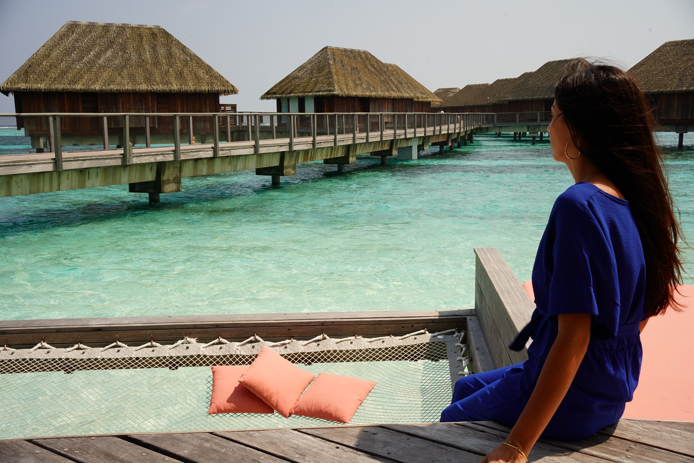 Marie overlooking the Maldivian lagoon