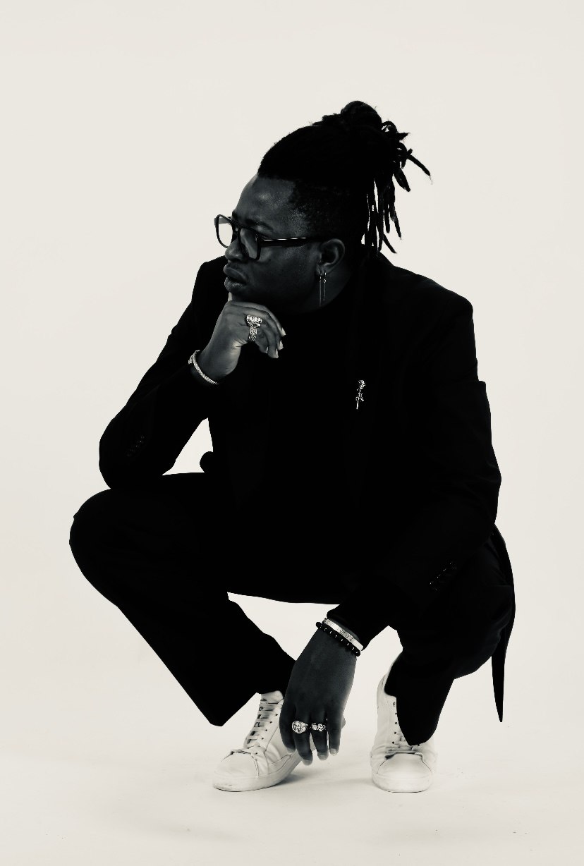Silhouette portrait of Eric seated